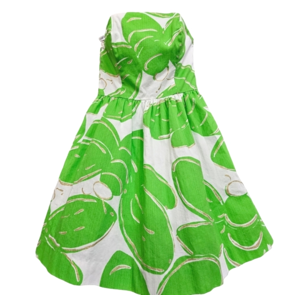 Nwot Lilly Pulitzer Strapless Stinger Bee White/Green/Gold Lottie Summer Dress - Picture 3 of 17